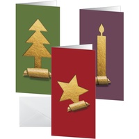 Sigel Weihnachtskarten-Set "Cut-out style", DIN lang, 3 verschiedene Motive,