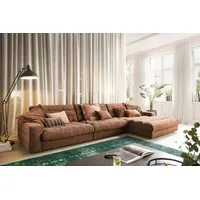 KAWOLA Ecksofa XL Lana Cord Recamiere rechts rost