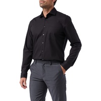 Seidensticker Herren Regular Bügelfrei Kent Langarm Business Shirt, Schwarz,