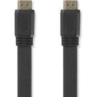 Nedis High-Speed 1,5m HDMI-Flachkabel mit Ethernet, vergoldet Schwarz