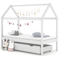 VidaXL Kinderbett mit Schublade Weiß Massivholz Kiefer 80x160 cm