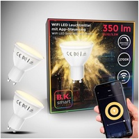 B.K.Licht LED-Leuchtmittel, GU10, 2 St., Warmweiß, Smart Home LED-Lampe,