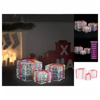 VidaXL LED-Geschenkboxen 3 Stk. Weihnachtsdekoration Mehrfarbig