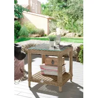 Destiny Beistelltisch Merano mit Glasplatte, Polyrattan, Pearl Shell