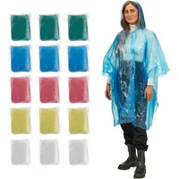 Relaxdays Regenponcho Einweg, 15er Set, Einmal Regencape Mit Kapuze,