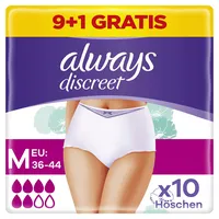 Always Discreet Inkontinenz-Höschen Plus für Frauen, M, 10 Höschen,