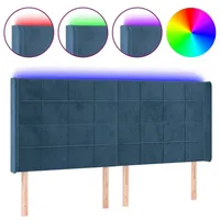 VidaXL LED Kopfteil Dunkelblau 163x16x118/128 cm Samt - Blau