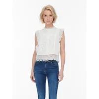 Only Damen Top ONLKARO LACE Regular Fit Weiß 15204604