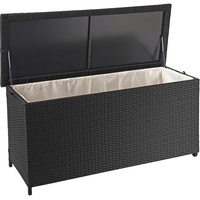 Mendler Poly-Rattan Kissenbox HWC-D88, Gartentruhe Auflagenbox Truhe Premium schwarz,