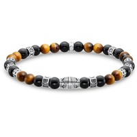 Thomas Sabo Armband mit schwarzen Onyx-Beads und Tigerauge-Beads Silber,