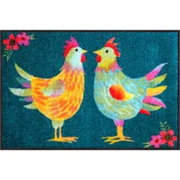 SALONLOEWE Rainbow Chicken Petrol 050x075 cm Fußabtreter Sauberlaufmatte innen