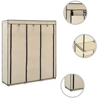 VidaXL Kleiderschrank mit Fächern und Stangen Creme 150x45x175cm Stoff