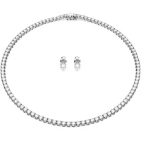 Swarovski Matrix Tennis Set, Rhodinierte Halskette und Ohrringe mit