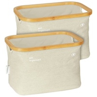 Tom Tailor Aufbewahrungskorb Beige, 2er Set mit Bambusrahmen