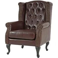 Mendler Sessel Relaxsessel Clubsessel Ohrensessel Chesterfield, Kunstleder ~ antik-braun