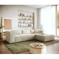 DeLife Eckcouch Brom 260x175 cm Cord Beige Recamiere rechts