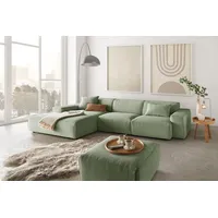 KAWOLA Sofa RANI Ecksofa Cord olivgrün Recamiere links -