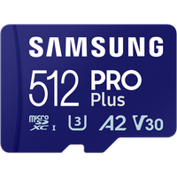 Samsung PRO Plus R180/W130 microSDXC 512GB Kit, UHS-I U3,