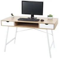Mendler Schreibtisch HWC-E92, Bürotisch Computertisch, 3D-Struktur 120x60cm naturbraun weiß