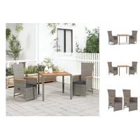 VidaXL 3-tlg. Garten-Essgruppe mit Kissen Kissen-Farbe: Dunkelgrau Poly Rattan