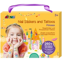 Avenir 6308206 - Kreativ-Set Nagelsticker & Tattoos, Motiv: Prinzessin,