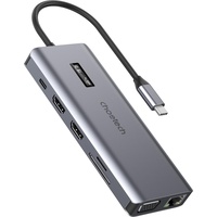 CHOETECH HUB-M26-GY (USB-C), Dockingstation + USB Hub, Grau