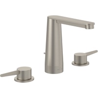 Villeroy & Boch Conum Dreiloch-Waschtischarmatur mit Ablaufgarnitur, brushed nickel