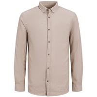 JACK & JONES Classic Melange Langarmhemd Oatmeal S