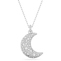 Swarovski Luna Anhänger, Rhodinierte Damenhalskette im Mond-Design mit Strahlenden