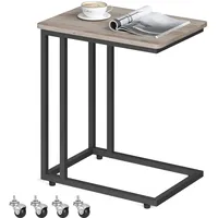 VASAGLE Beistelltisch, Sofatisch mit Rollen, C-Form, mobiler Kaffeetisch, 35