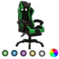 VidaXL Gaming-Stuhl mit RGB LED-Leuchten Grün und Schwarz Kunstleder