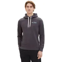 Tom Tailor 1037751 Logo Kapuzenpullover - Dark Grey Melange