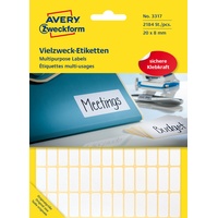 Zweckform Avery-Zweckform Mini-Organisationsetiketten Sonderformat, 20x8mm, weiß, 28 Blatt (3317)