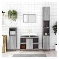 VidaXL Badschrank Grau Sonoma 30x30x100 cm Holzwerkstoff