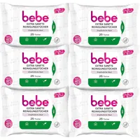 Bebe Extra Sanfte Reinigungstücher (6 x 25 Tücher) vegan,