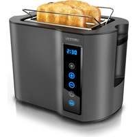 Arendo Toaster Kurzschlitz, Brötchenaufsatz, Wärmeisoliertes Gehäuse, Display, Touch