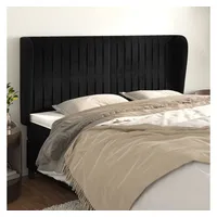 VidaXL Kopfteil mit Ohren Schwarz 203x23x118/128 cm Samt