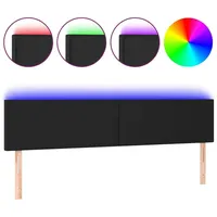 VidaXL LED Kopfteil Schwarz 180x5x78/88 cm Kunstleder