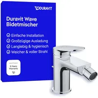 Duravit Wave Einhebel-Bidetarmatur (Auslauf Höhe 85 mm), Bidetmischer mit