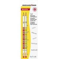 Eberhard Faber 1x1 Bleistifte B gelb-weiß, rot-weiß mit Radierer,