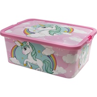 Stor Aufbewahrungsbox mit Klickverschluss 13 Liter Einhorn und Regenbogen,