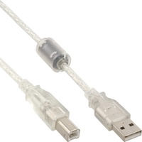 InLine USB 2.0 Kabel, A an B, transparent, mit