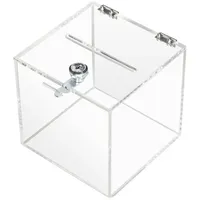 HMF 46919 Würfel, 15cm, glasklar, Acryl Spendenbox mit Schloss