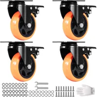 Vevor Möbelrollen 4er-Set Lenkrollen PVC φ101,6mm Laufrollen 635kg Tragfähigkeit