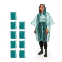 Relaxdays Regenponcho 10er Set, Einmal Regencape mit Kapuze, für