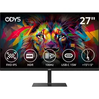 Odys i27 Monitor - 27-Zoll-Bildschirm im rahmenlosen Design, Full