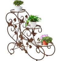 Outsunny Blumenständer 3-stufiger Blumentreppe Pflanzenstand Metall