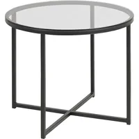 VCM Cape Couchtisch Ecktisch Ø 55 cm Rauchfarbenes Glas