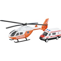 Toi-Toys 1 x Rettungs-Hubschrauber Helikopter mit Krankenwagen, Druckguss-Metall und