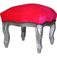 Casa Padrino Barock Fußhocker Pink/Silber / Antik Stil Möbel